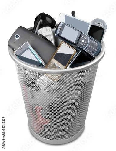 Waste Basket Full of Mobile Phones