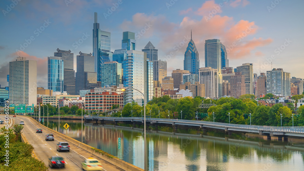 Fototapeta premium Philadelphia downtown city skyline, cityscape of Pennsylvania