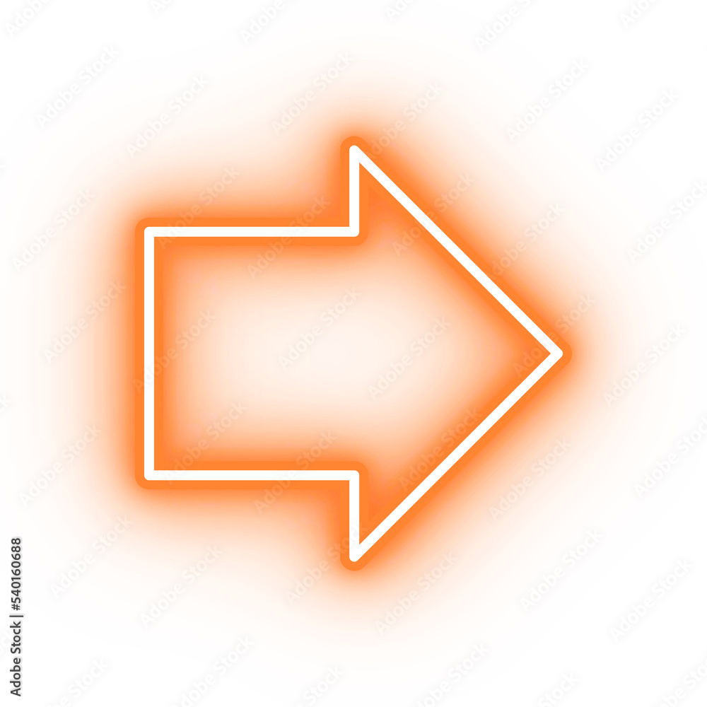 Neon orange arrow icon, arrow icon on transparent background Neon orange arrow icon, arrow icon on transparent background