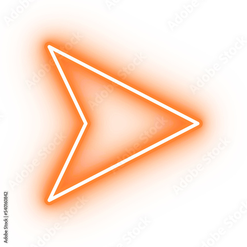 Neon orange arrow icon, arrow icon on transparent background