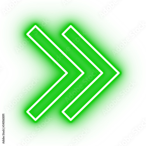 Neon green arrow icon, arrow icon on transparent background