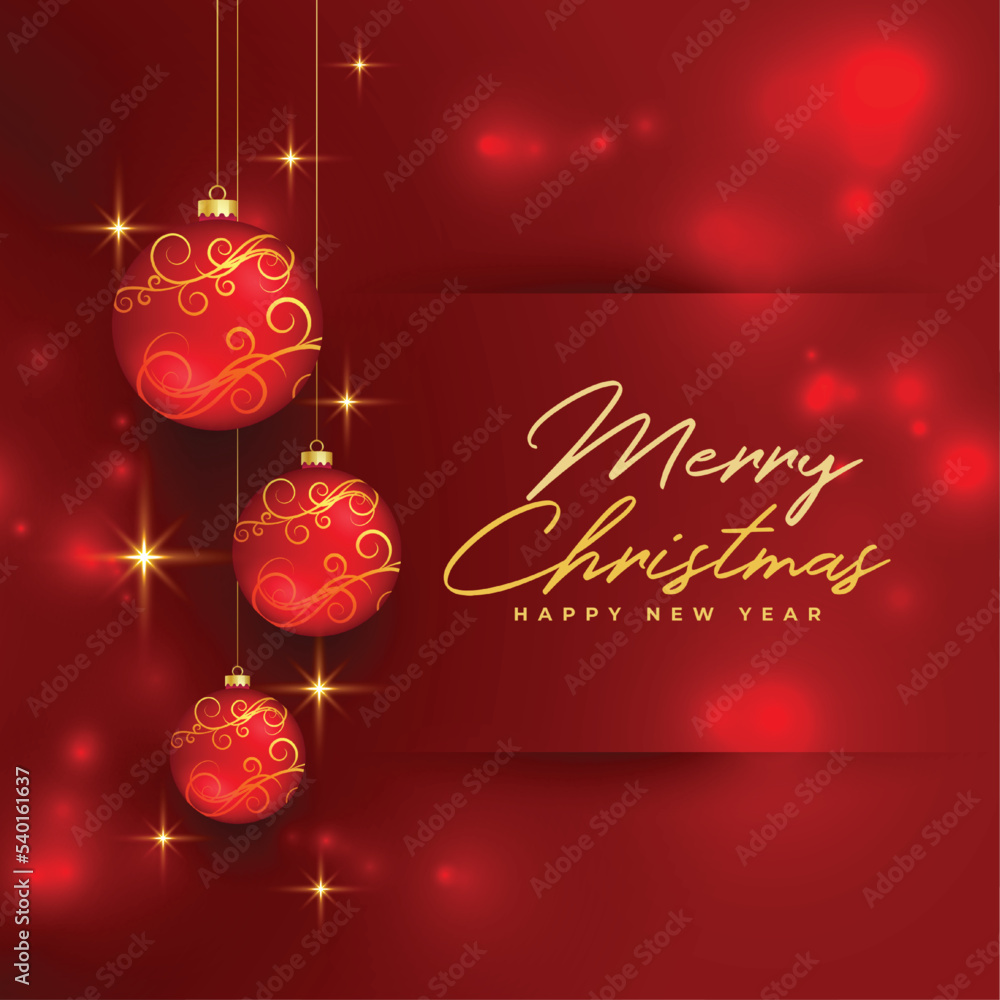 shiny merry christmas red background with decorative bauble design shiny merry christmas red background with decorative bauble design
