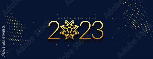 Fotografia new year 2023 occasion banner with golden snowflake