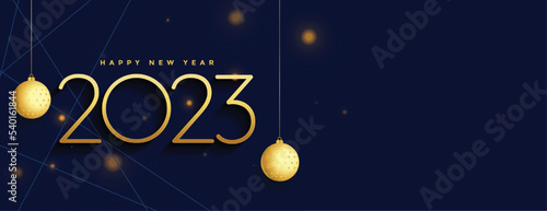 happy new year 2023 wallpaper with 3d xmas ball