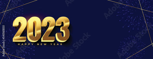 3d style 2023 new year event banner with golden lines
