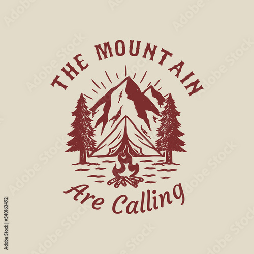 hand drawn vintage outdoor camping logo