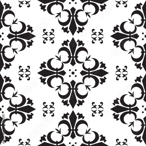 シームレスの紋章の背景イラスト、ベクター画像、ビンテージ、クラシック、レトロ、伝統、欧州、白黒