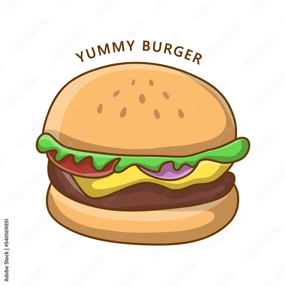 Burger Yummy food Logo. Food and Drink Illustration. Fastfood and Junkfood Icon Symbol Burger Yummy food Logo. Food and Drink Illustration. Fastfood and Junkfood Icon Symbol