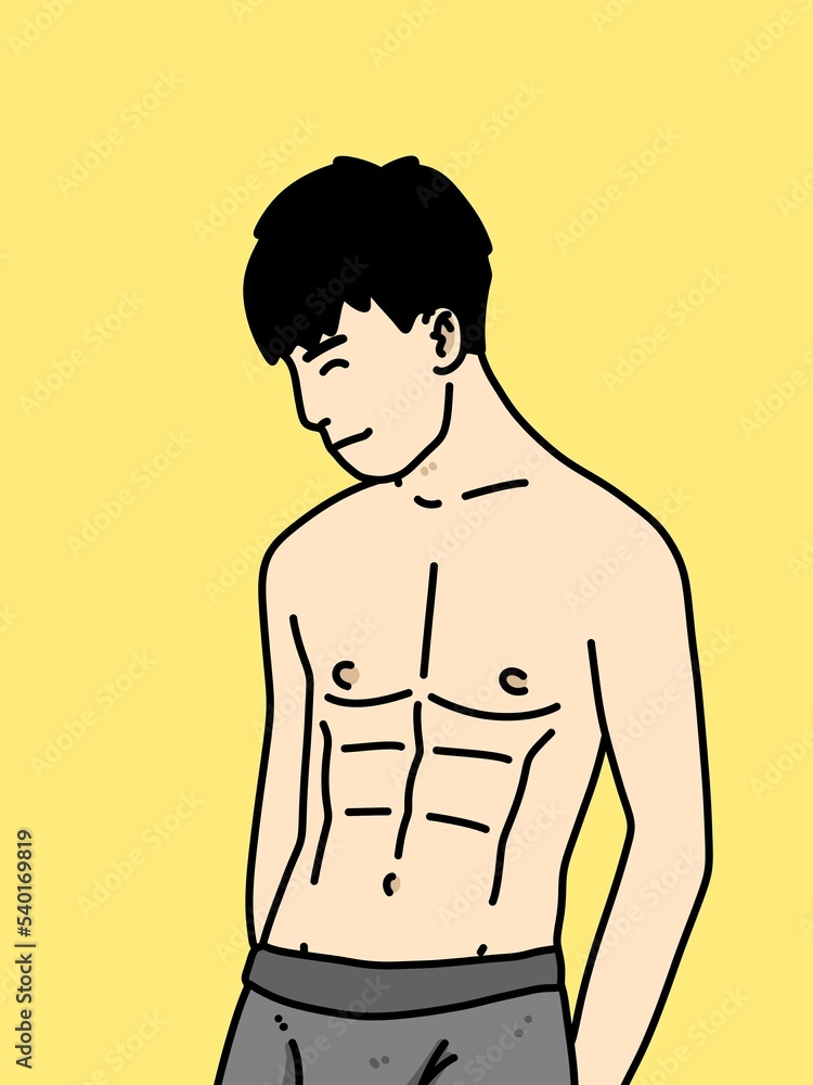 Fototapeta premium cute man cartoon on yellow background