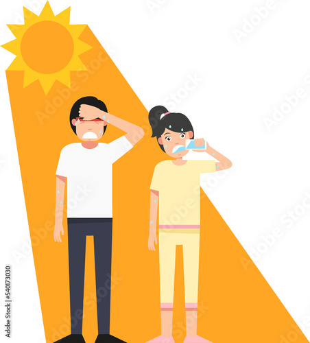 Heat stroke man and woman