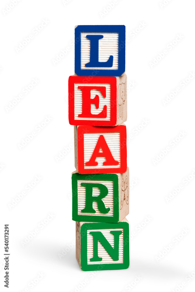 Alphabet building blocks that spelling the word learn Alphabet building blocks that spelling the word learn