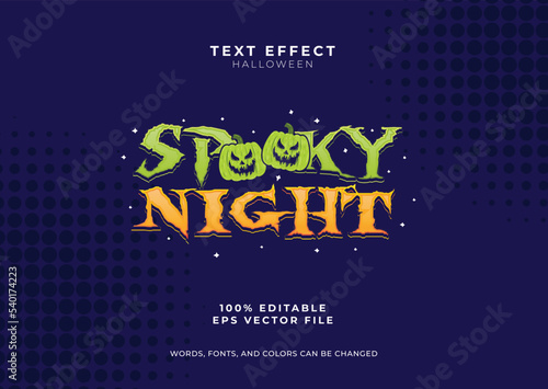Spooku night halloween text effect. Trendy horror text style. editable Halloween text effect