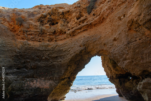 Maria Luisa beach with rock formation in Albufeira, Algarve, Portugal. © giamplume