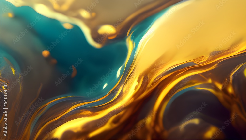 Liquid black marble with gold textures. Luxury pattern, golden, fluid