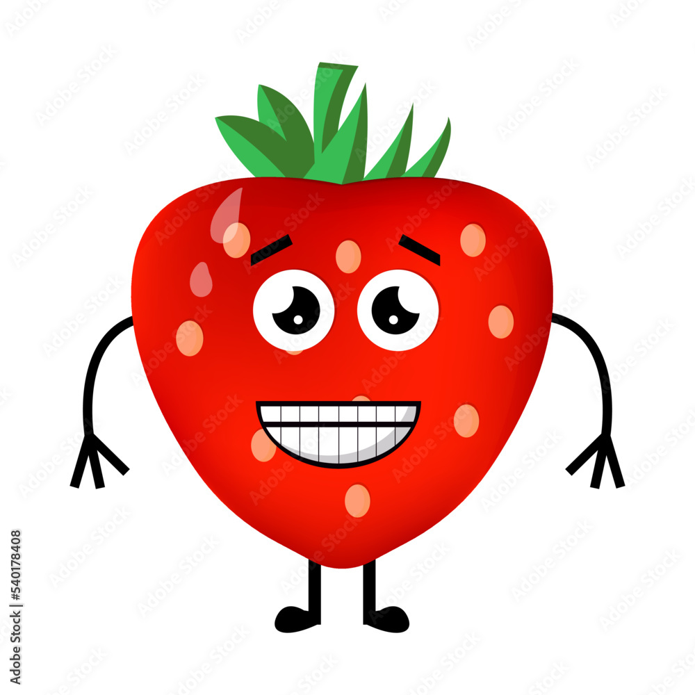Obraz premium Vector Illustration Strawberry Character