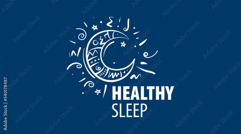 Fototapeta premium Drawn vector logo for healthy sleep