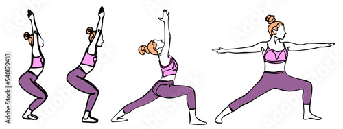 Yoga Poses Collection Set Icons Isolated on White Background
