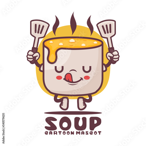 soup cartoon mascot. food vector illustration