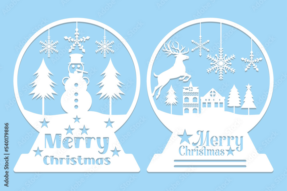 Christmas Snow Globe Paper Cut Christmas Snow Globe Paper Cut