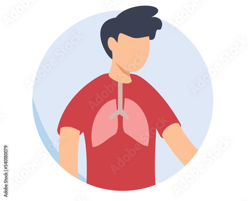 flat design vector picture of a healty man and lungs