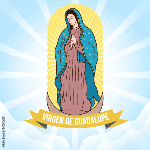 hand drawn flat design virgen de guadalupe illustration