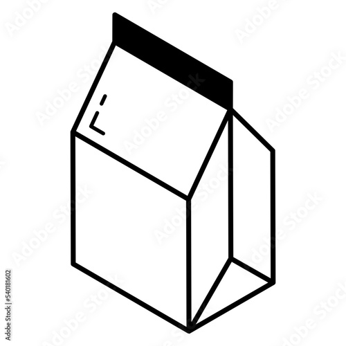 A handy line isometric icon of milk packet 