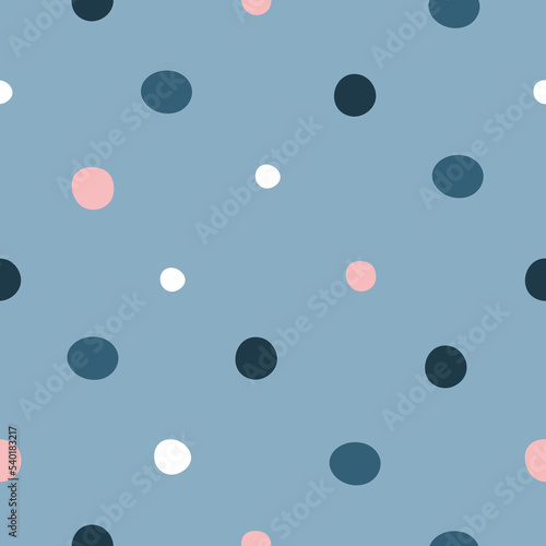 Childish seamless pattern with funny colorful circles. Vector illustration for textile decoration