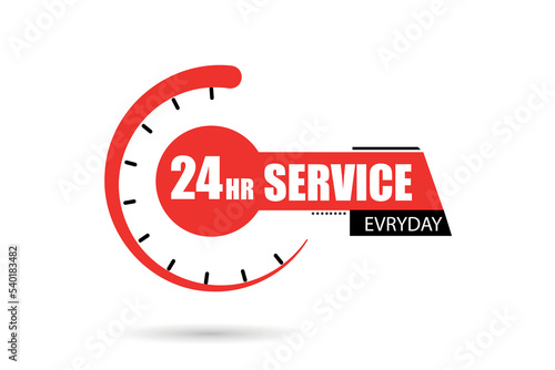 24hr service everyday with clock vector