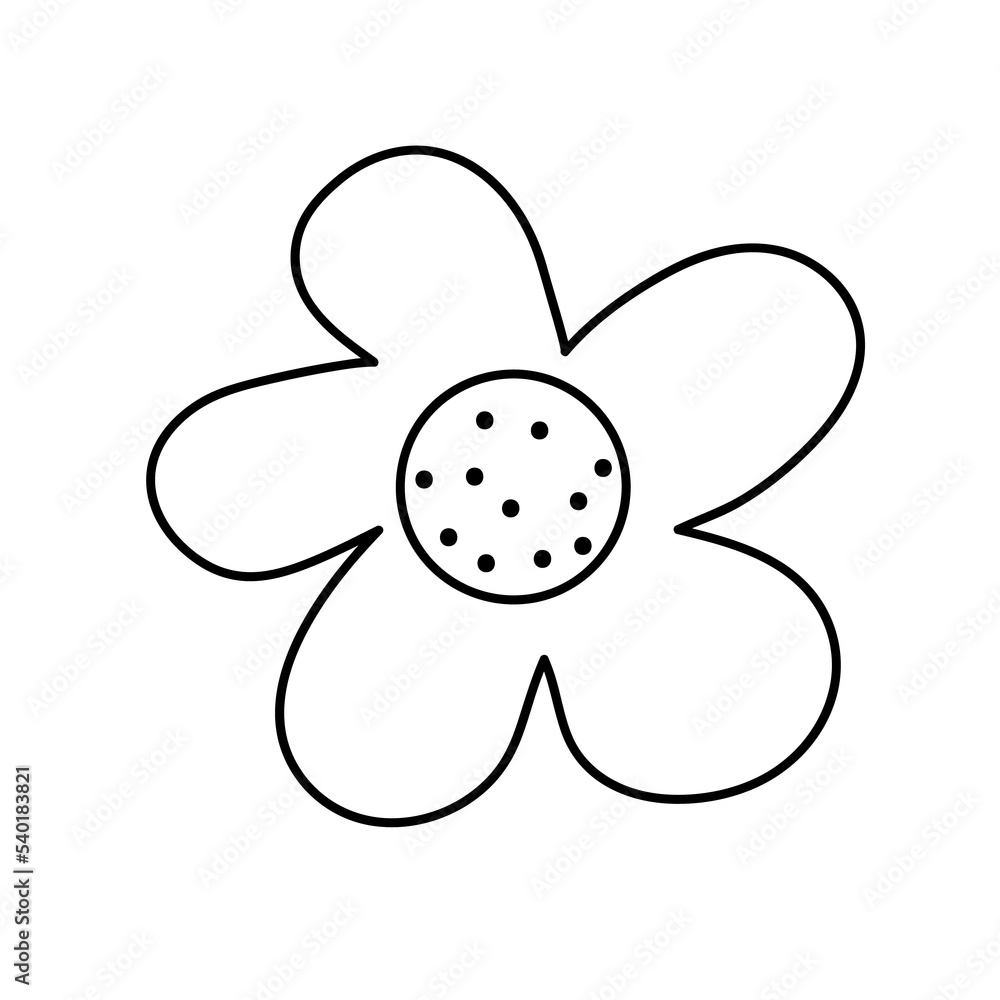 Hand drawn flower in line art doodle style. Botanical decorative element. Hand drawn flower in line art doodle style. Botanical decorative element.