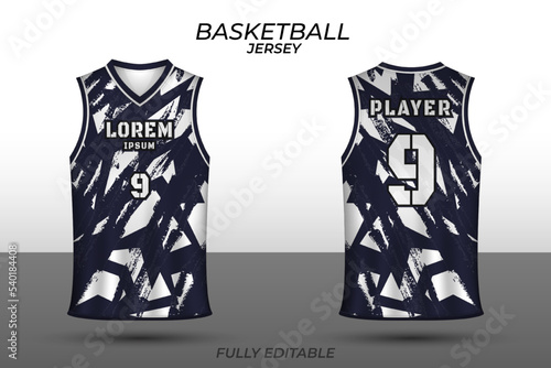 Basketball jersey design template. Uniform front and back. Sports jersey vector.