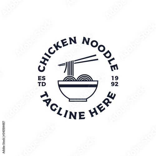 Vintage Chicken Noodle badge Logo design vector illustration