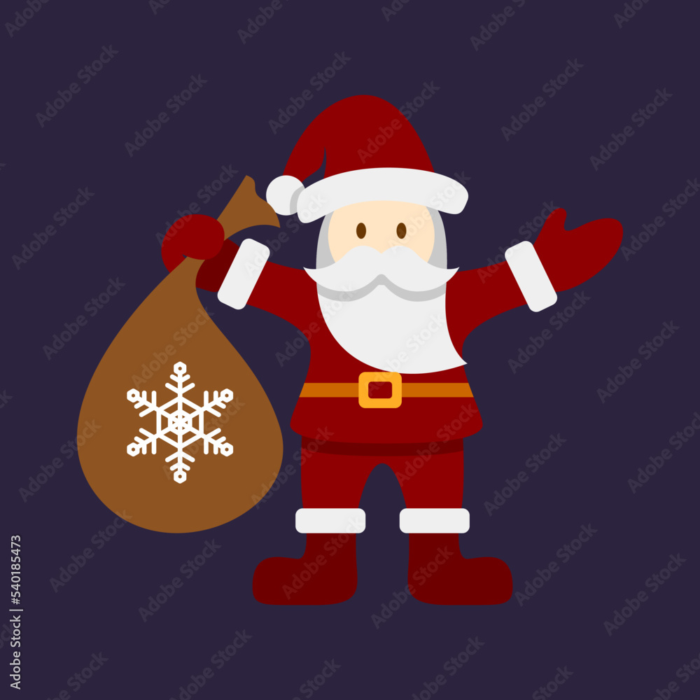cute santa claus hanging gifts bag design illustration isolated on background cute santa claus hanging gifts bag design illustration isolated on background