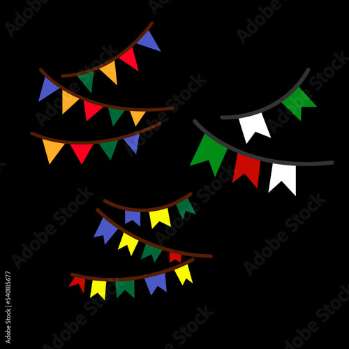 christmas bunting flag collection design illustration isolated on background