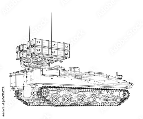 Military track missle system. Vector
