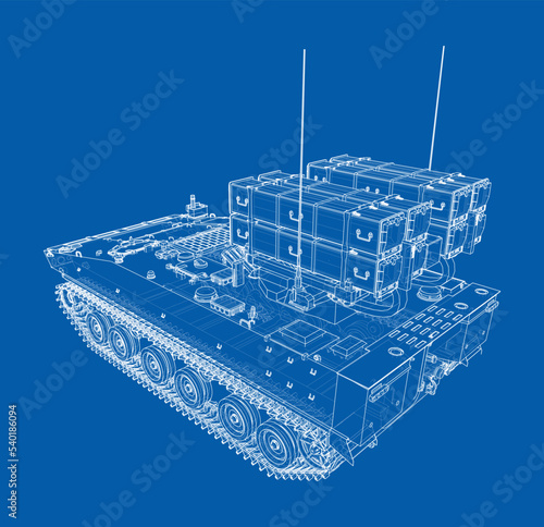 Military track missle system. Vector