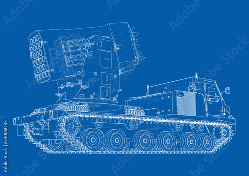 Military track missle system. Vector