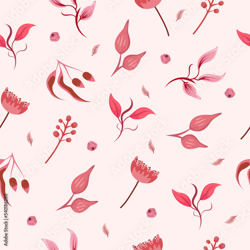 red pink flower seamless pattern wallpaper