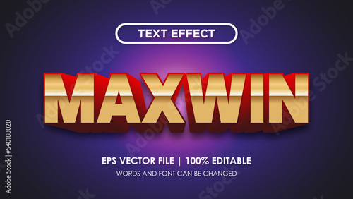 Editable text effects - maxwin casino luxury 3d style concept.