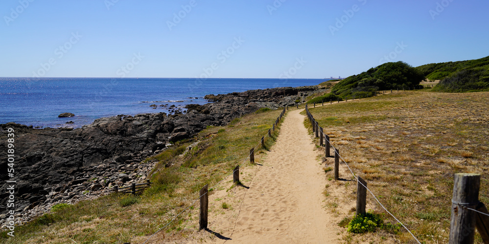 pathway access to beach sea in Talmont-Saint-Hilaire vendee coast Atlantic in france pathway access to beach sea in Talmont-Saint-Hilaire vendee coast Atlantic in france