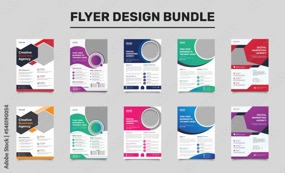Corporate business flyer template design set. a bundle of 10 templates ...