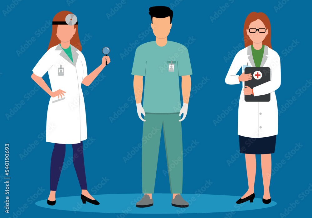 emergency doctors and paramedic in a blue background emergency doctors and paramedic in a blue background
