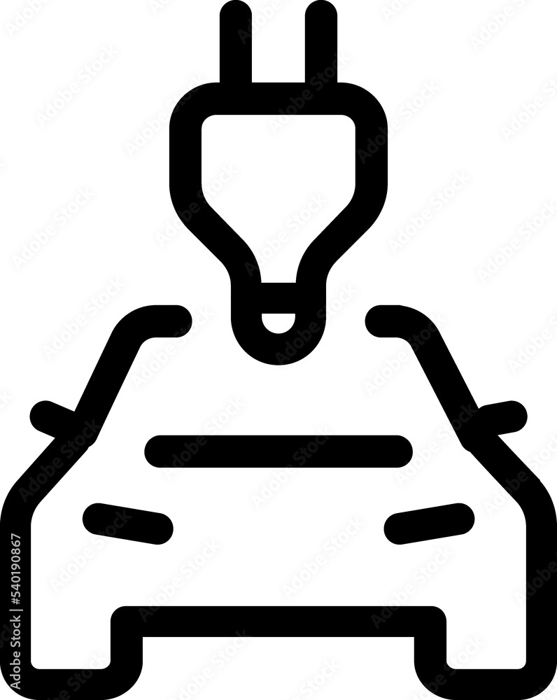 Electrical automobile cable contour and plug charging black symbol. Electrical automobile cable contour and plug charging black symbol.