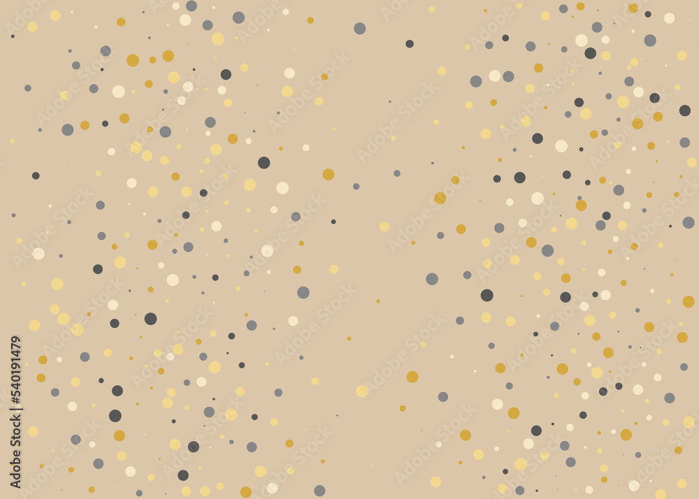 An elegant, light pattern with polka dot in golden, grey and yellow colour on beige background. Fasion, trendy backdrop. Festive, festival pattern for party invites, wedding. Vector illustration An elegant, light pattern with polka dot in golden, grey and yellow colour on beige background. Fasion, trendy backdrop. Festive, festival pattern for party invites, wedding. Vector illustration