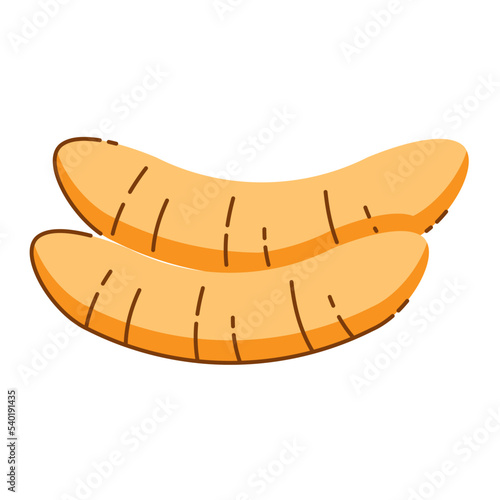 ripe banana peeled icon.