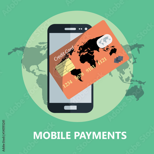 Mobile payments flat vector concept art deisgn