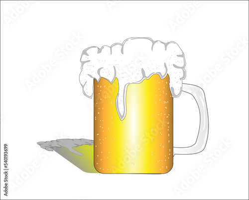 vector beer drink in a glass with foam effect coming out of the glass