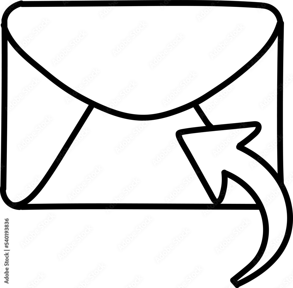 Reply email icon hand drawn vector illustration Reply email icon hand drawn vector illustration