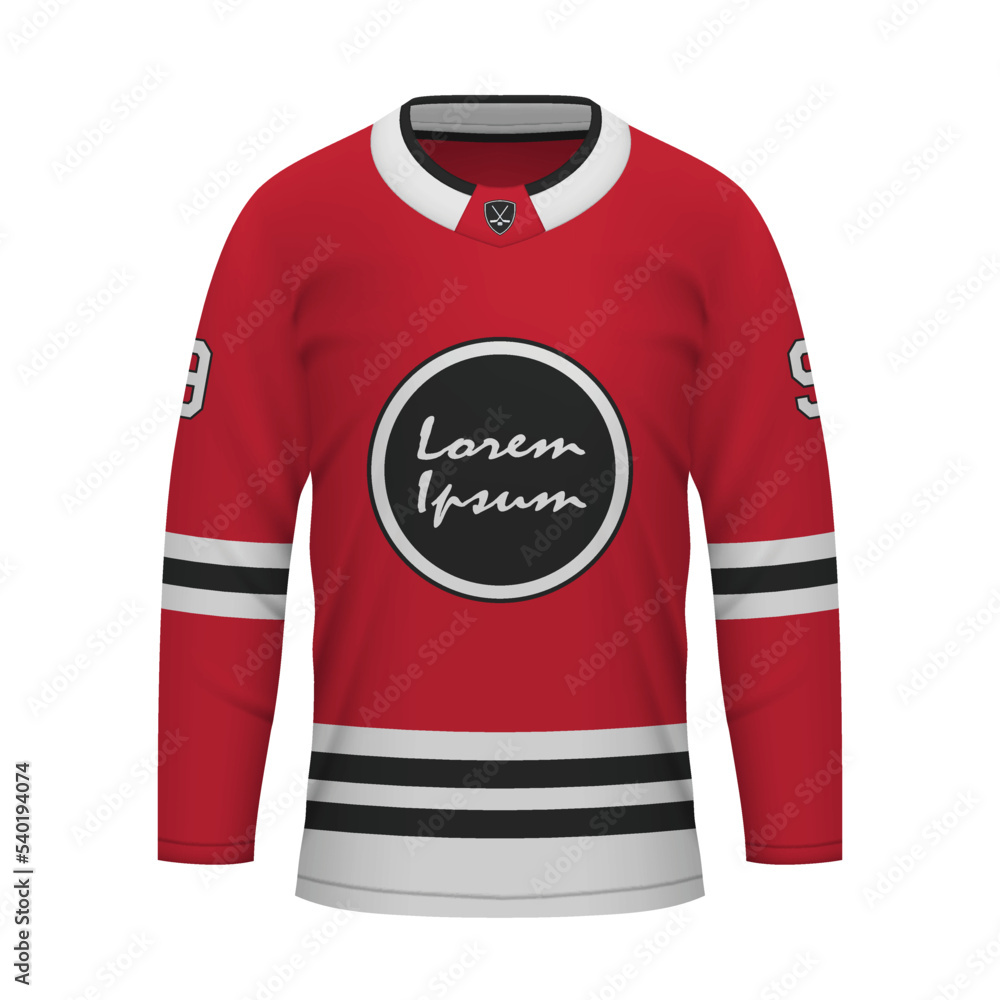 Premium Vector  Realistic ice hockey shirt of chicago jersey template