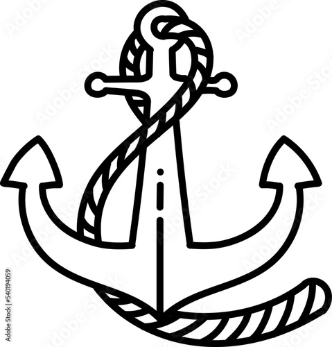 Nautical ship anchor icon hand drawn vector illustration
