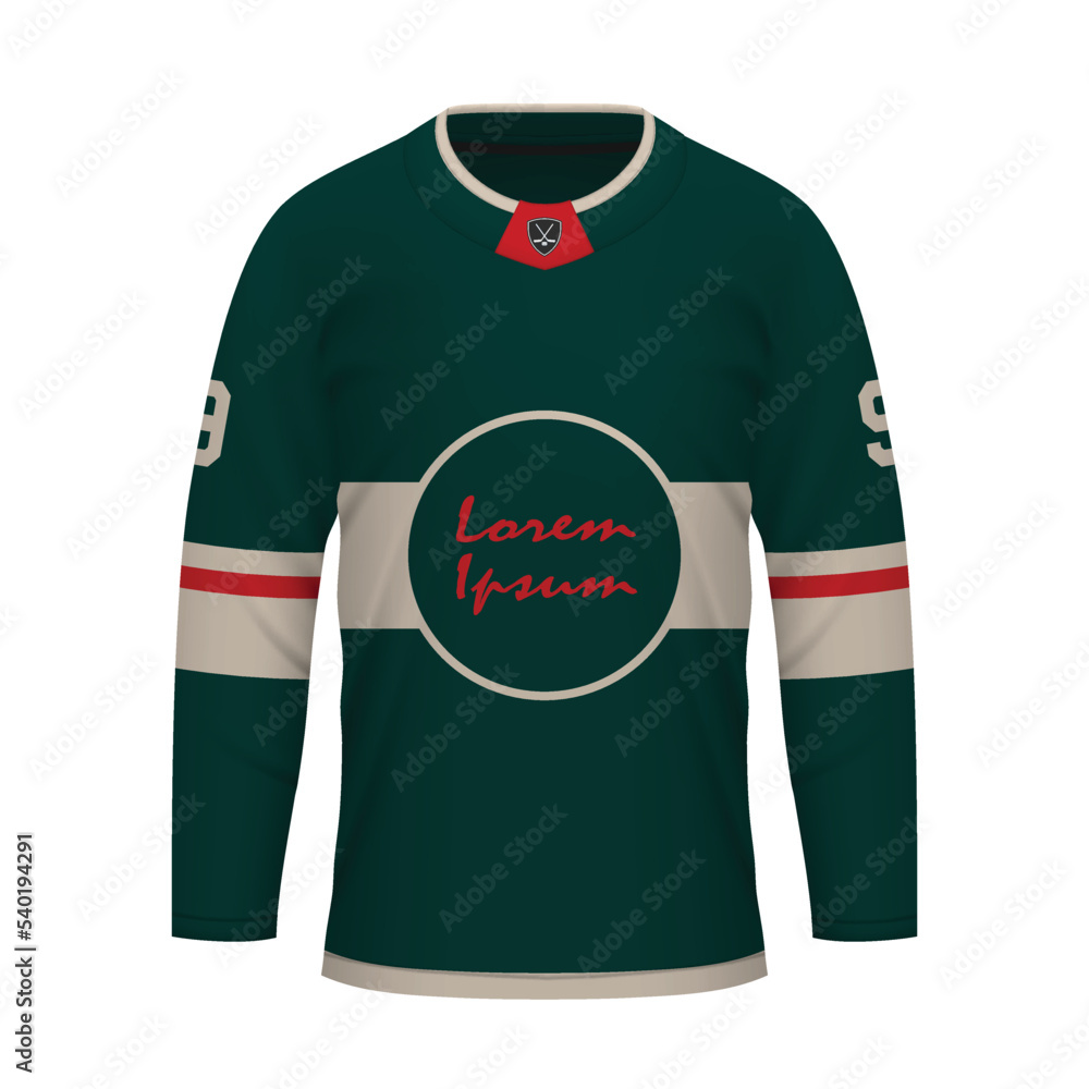 Photo Art Print Realistic Ice Hockey shirt of Minnesota jersey template magr80